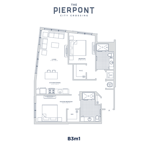 Floor plan for 2 beds, 2 baths, 1183 sqft